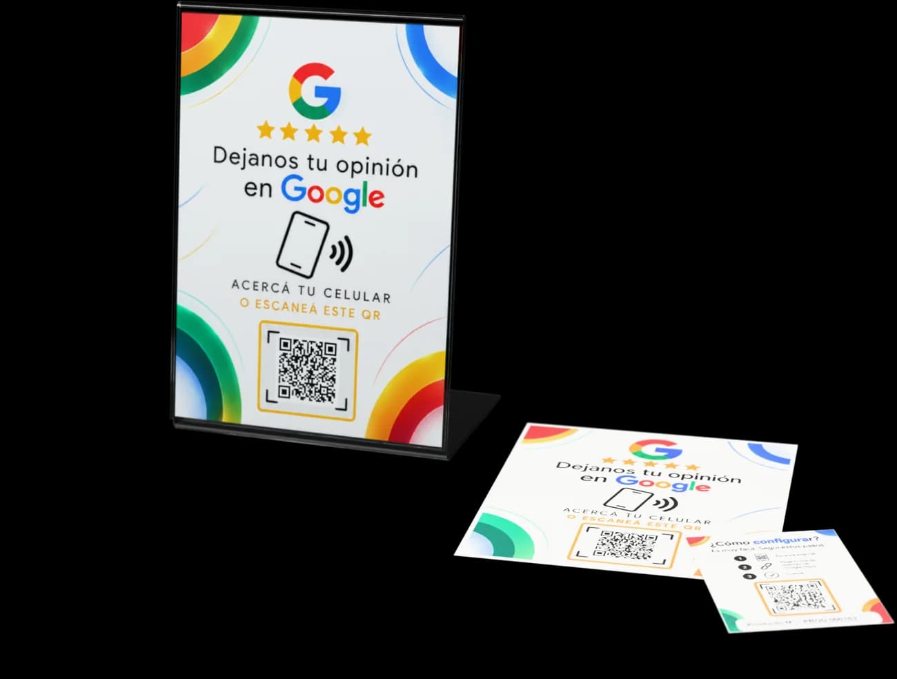 Combo: display y sticker NFC + QR blanco