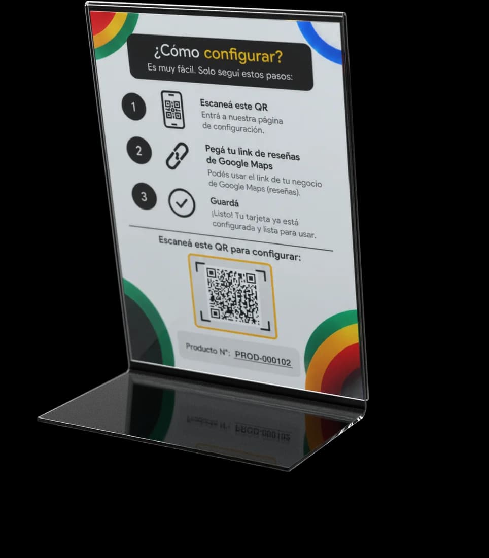 Dorso del display con los pasos y el QR privado de configuración