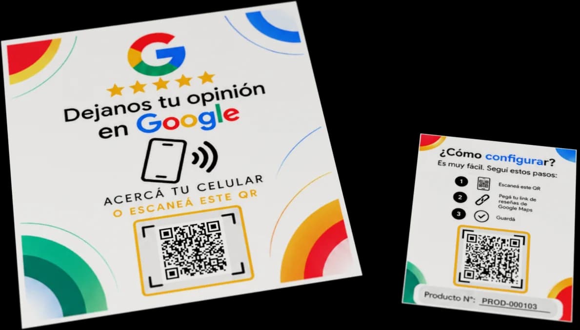 Sticker NFC + QR blanco con su tarjeta de configuración