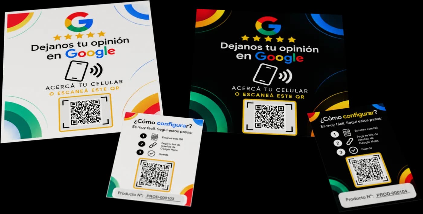 Stickers NFC + QR blanco y negro con su tarjeta de configuración